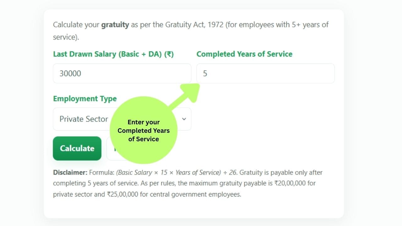 gratuity calculator india