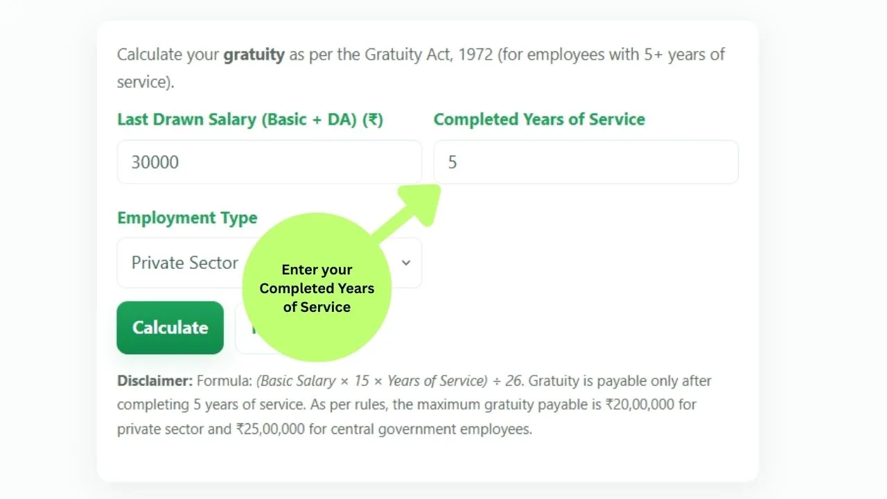 gratuity calculator india

